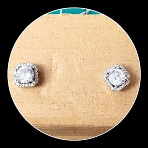 Silver w/ Rhodium Plating Stud Earrings